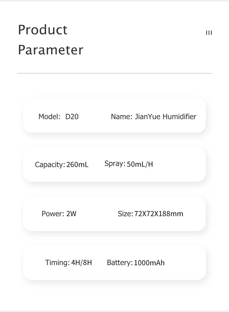 260ML Wireless Air Humidifier & Aromatherapy Diffuser