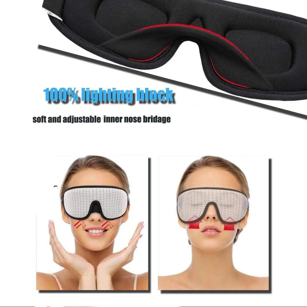 3D Sleep Eye Mask – Soft Padded Light Blockout Blindfold for Comfortable Sleeping