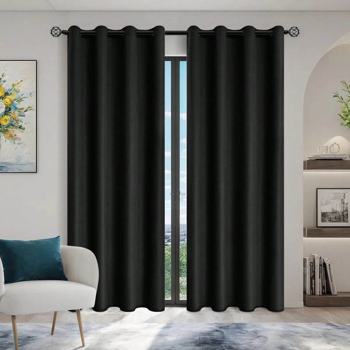 Solid Blackout Curtains with Grommets