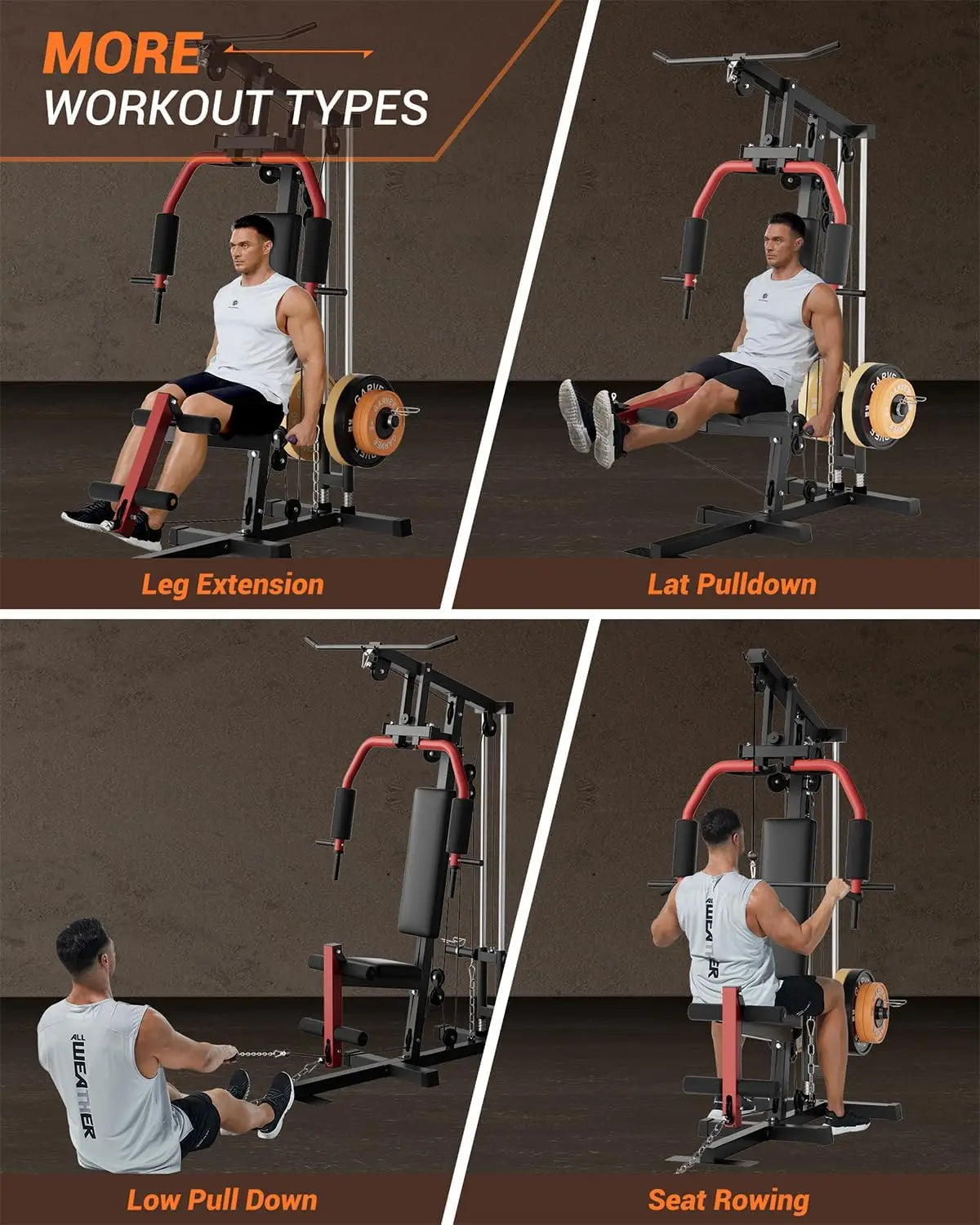 Home Gym Machine with Pulley & Leg Press