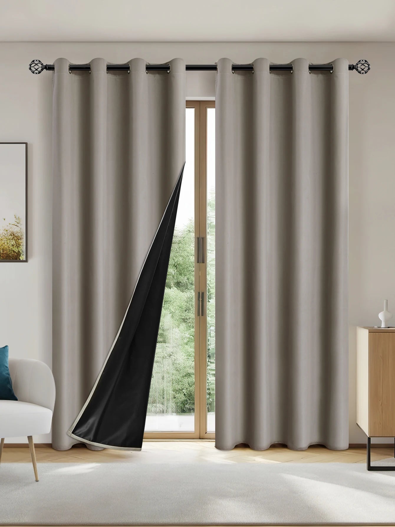 Solid Blackout Curtains with Grommets