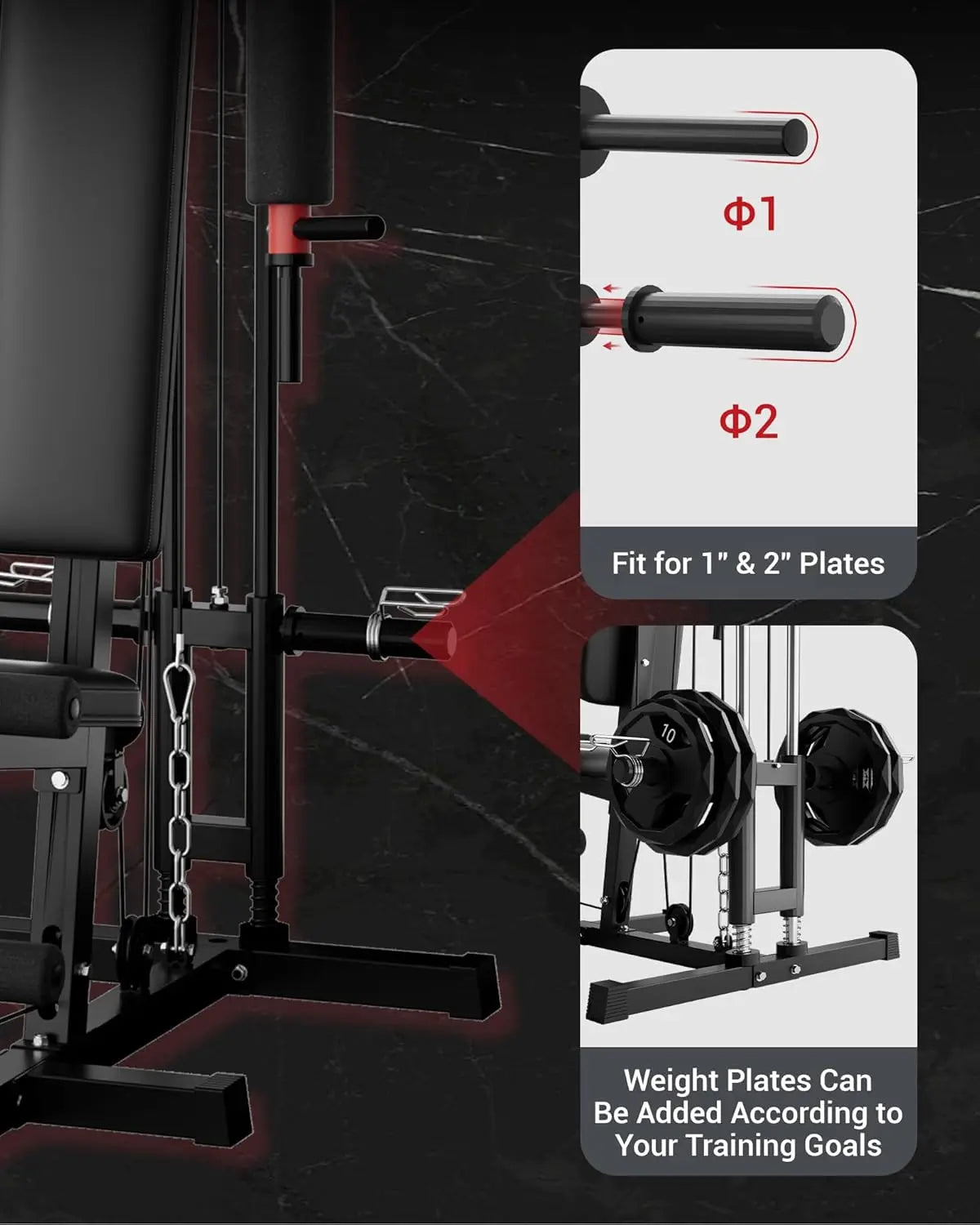 Home Gym Machine with Pulley & Leg Press