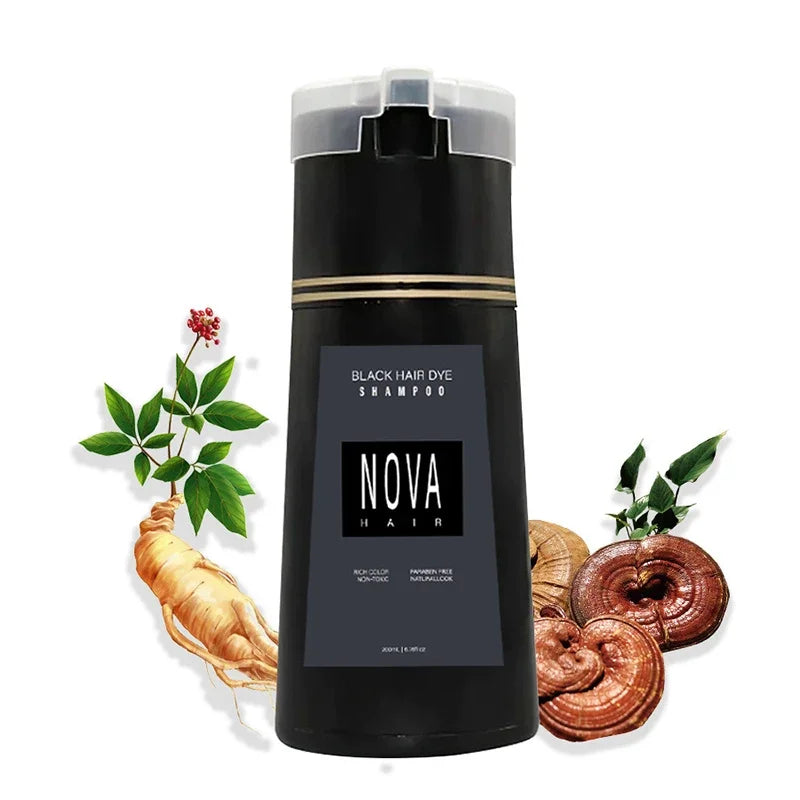Nova 3-in-1 Hair Dyeing Shampoo – Natural Black , light brown, etc ,Hair Color & Care for Men and Women: