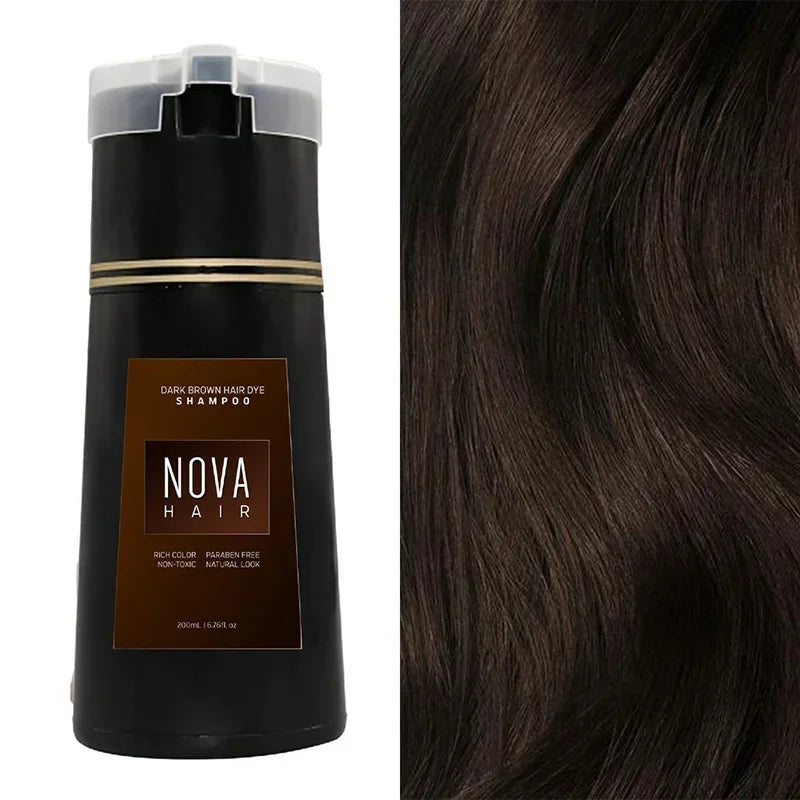 Nova 3-in-1 Hair Dyeing Shampoo – Natural Black , light brown, etc ,Hair Color & Care for Men and Women: