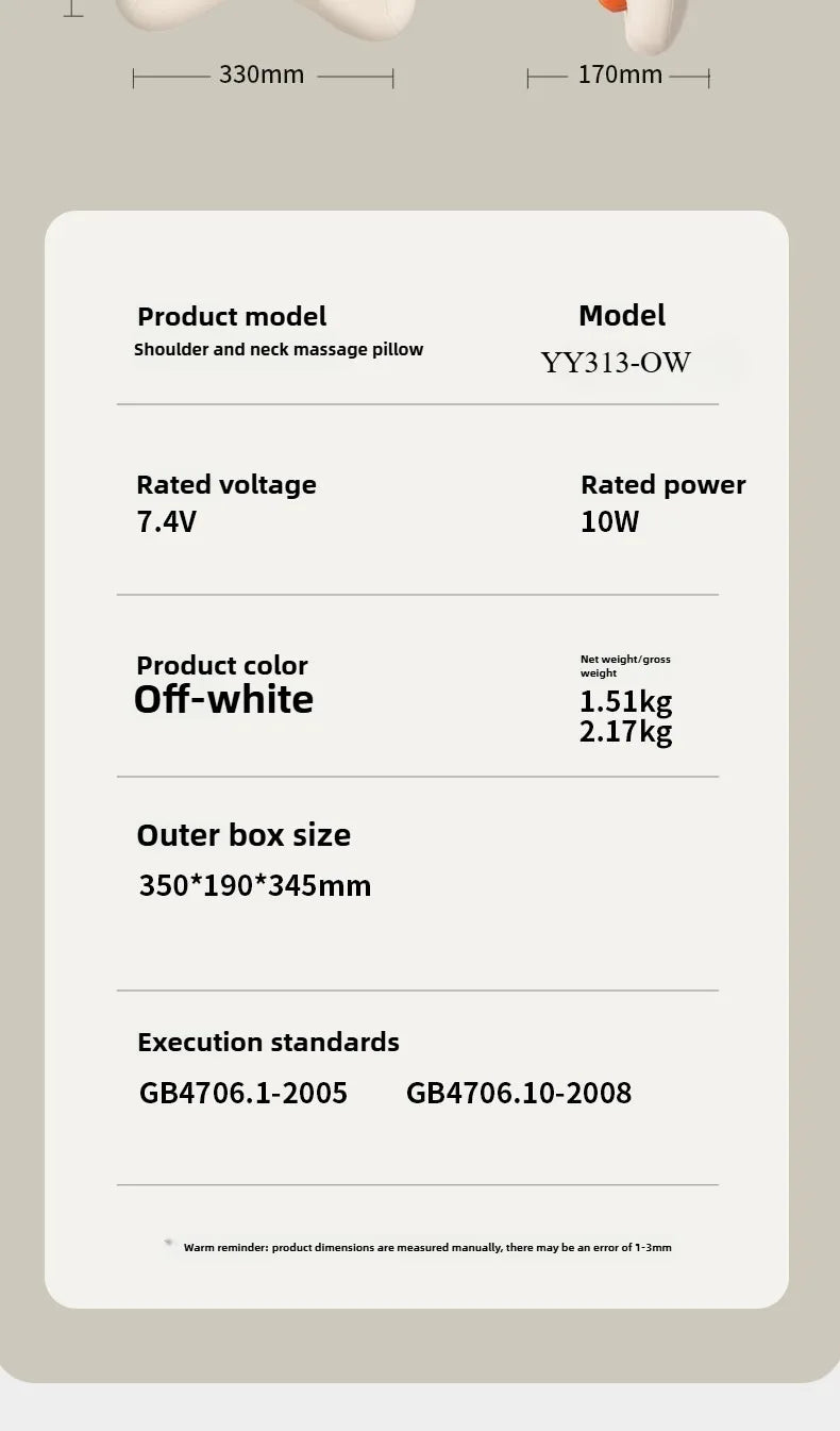 Wireless Shiatsu Massage Pillow with Heat