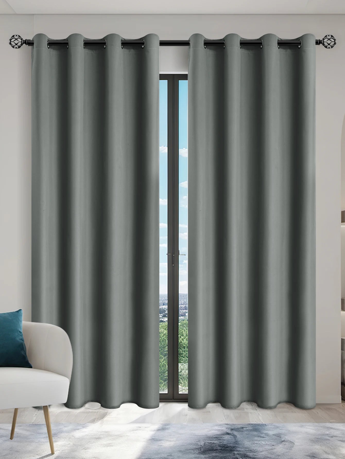 Solid Blackout Curtains with Grommets