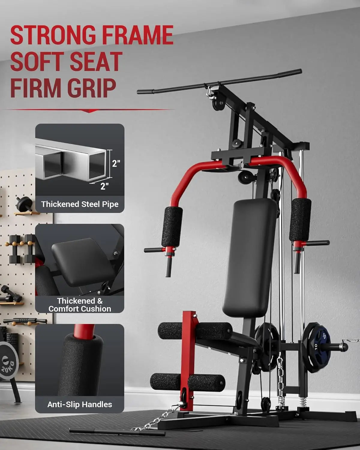 Home Gym Machine with Pulley & Leg Press