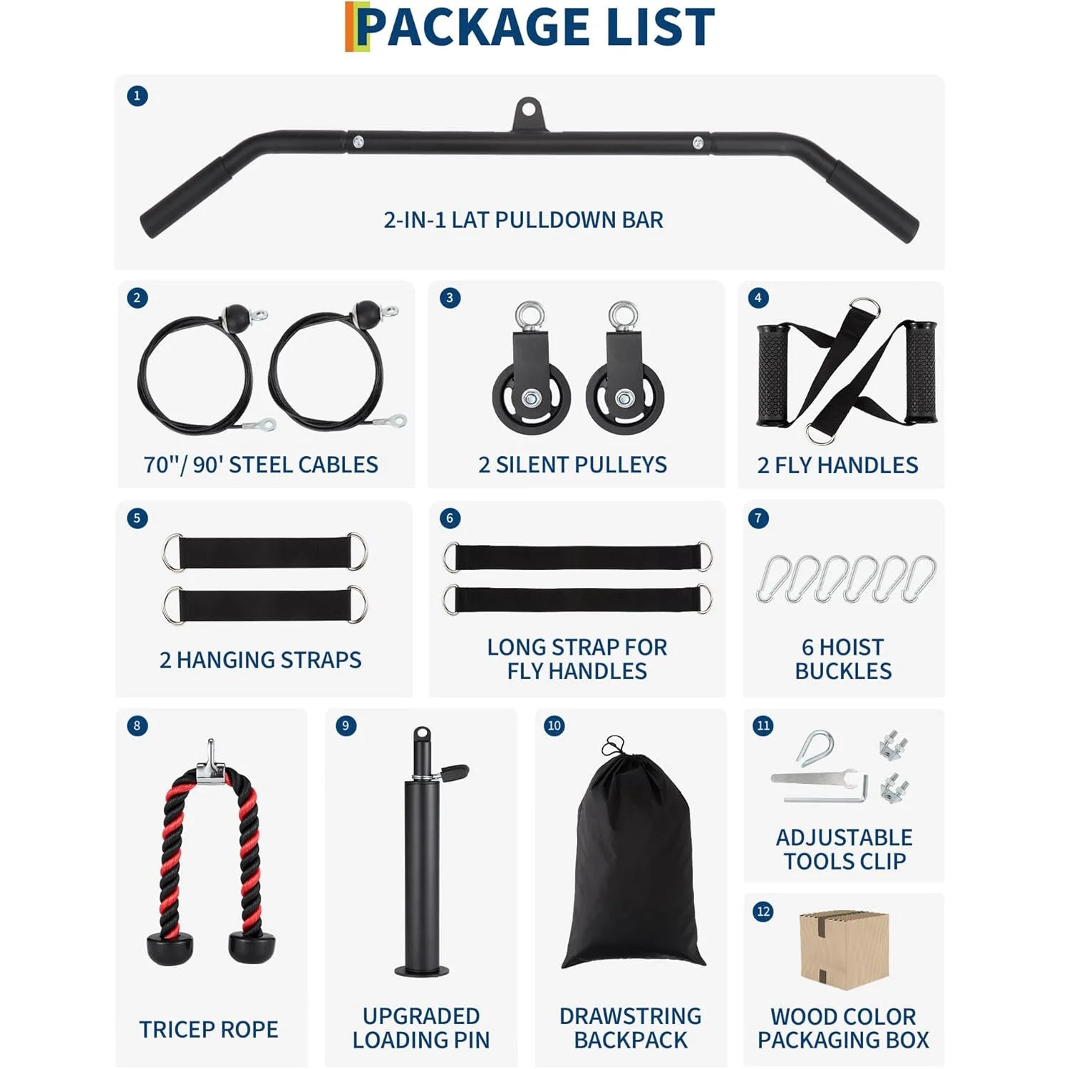 Home Gym Pulley System with Attachments