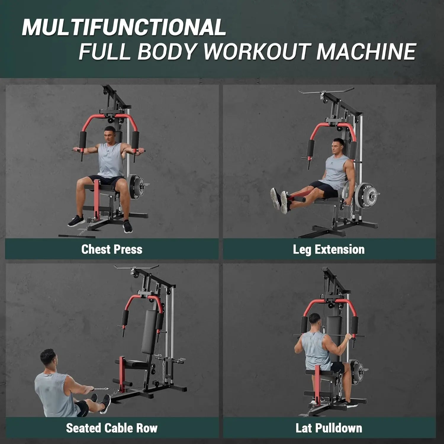 Home Gym Machine with Pulley & Leg Press