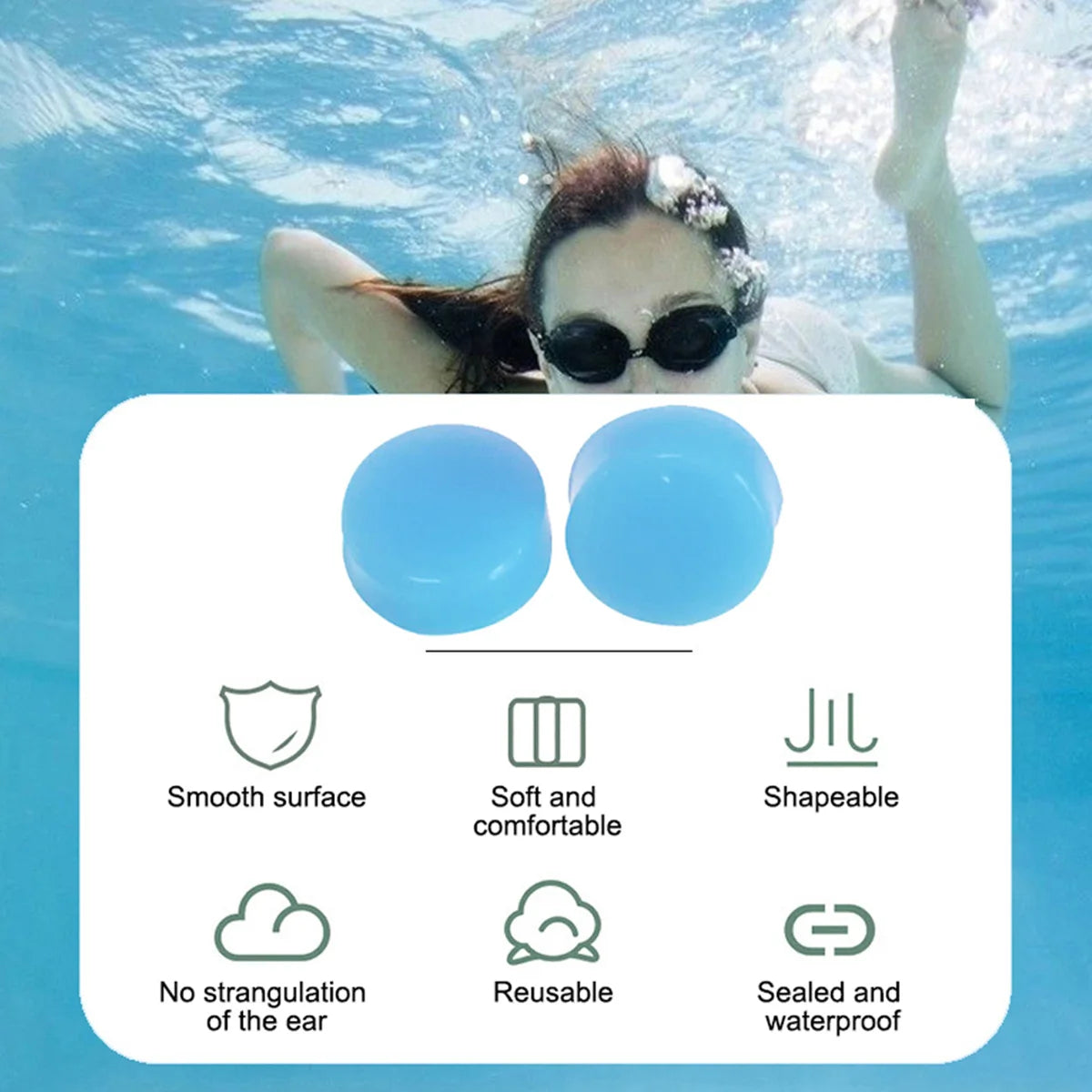 30Pcs Reusable Silicone Ear Plugs