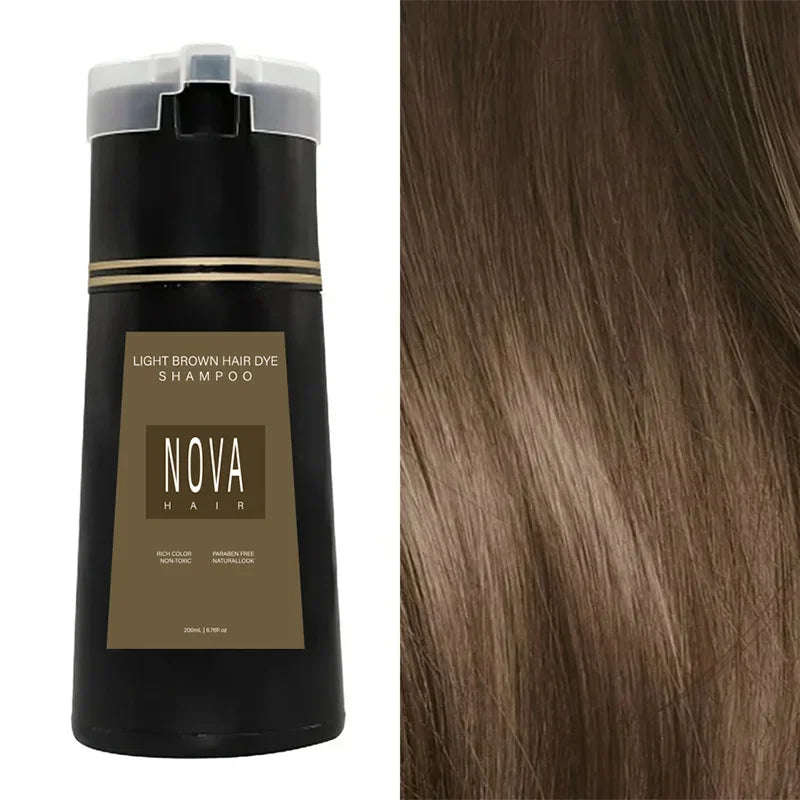 Nova 3-in-1 Hair Dyeing Shampoo – Natural Black , light brown, etc ,Hair Color & Care for Men and Women: