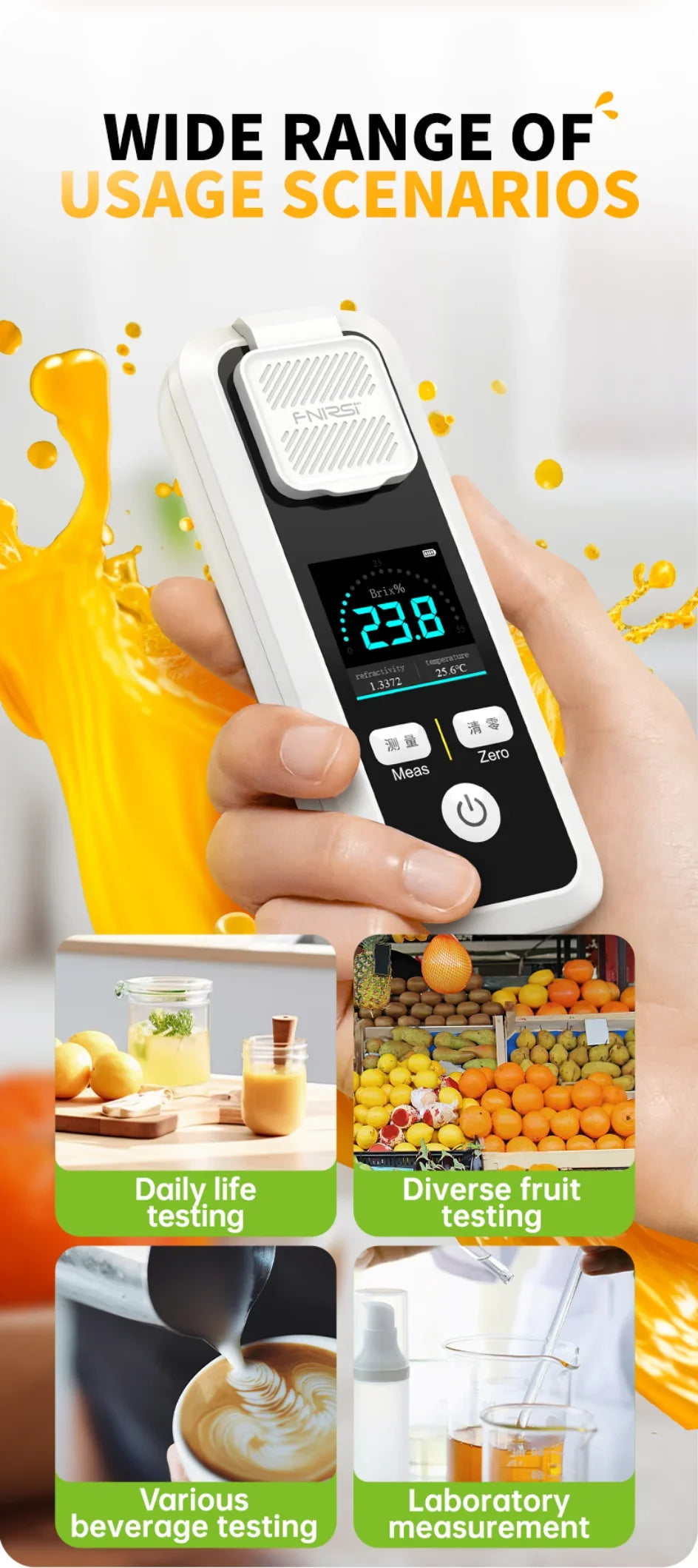 FNIRSI JBM-10/20 Intelligent Sugar Tester – High Precision Fruit Sweetness & Glucose Meter Tool