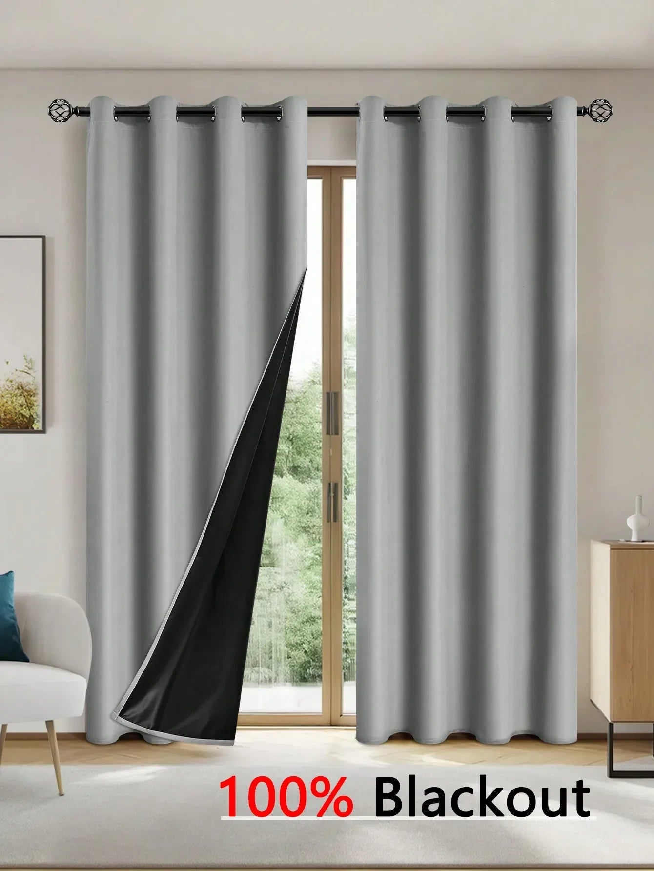 Solid Blackout Curtains with Grommets