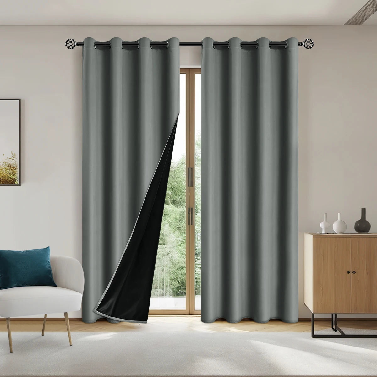 Solid Blackout Curtains with Grommets