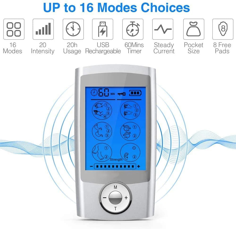 16-Mode Electric TENS Muscle Stimulator – EMS Acupuncture & Body Massager