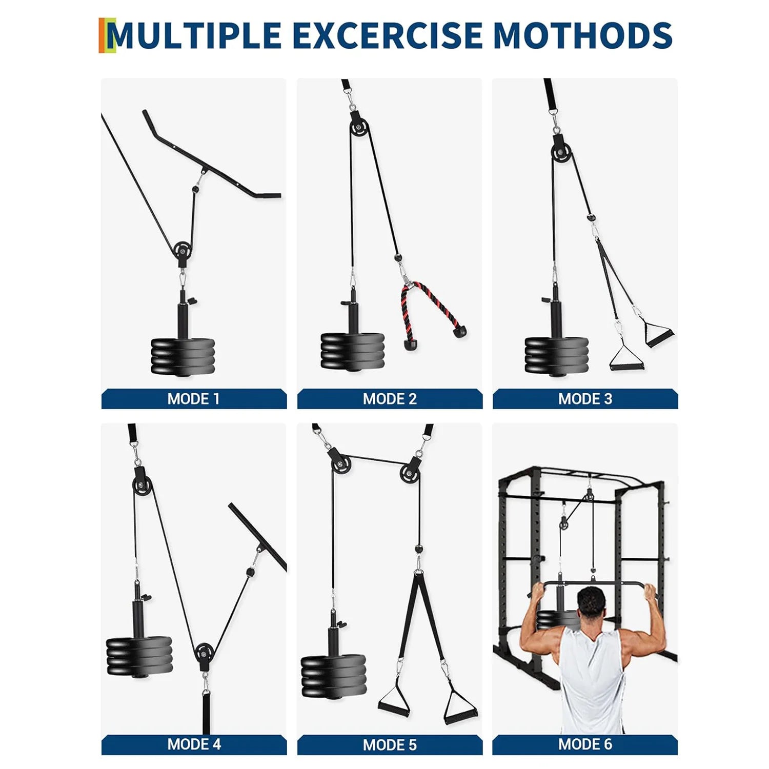 Home Gym Pulley System with Attachments