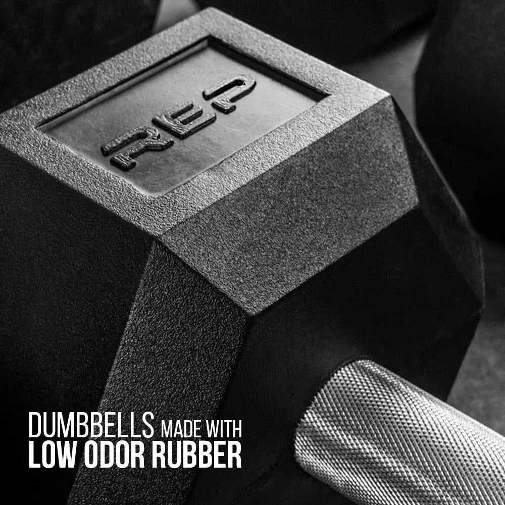 Rubber Hex Dumbbells – Singles & Pairs