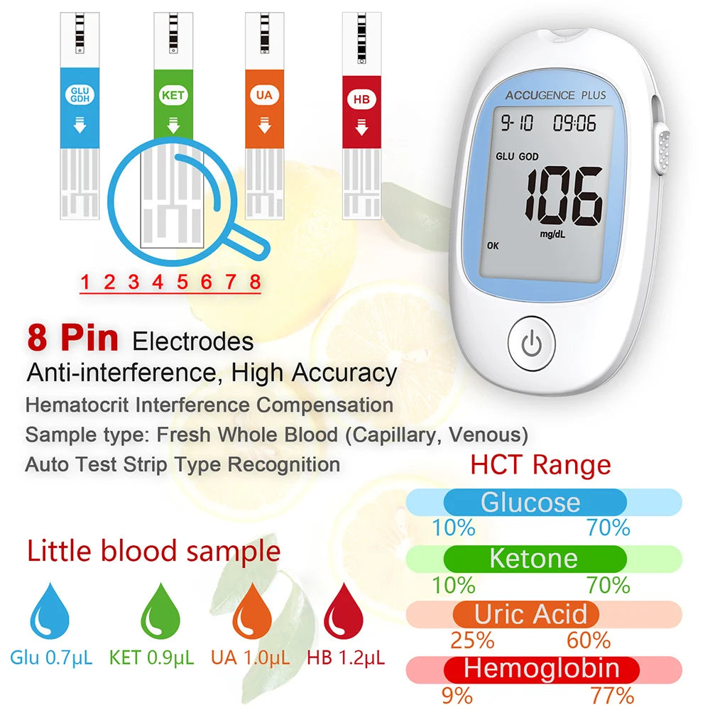4-in-1 Blood Test Strips for PM800 Meter