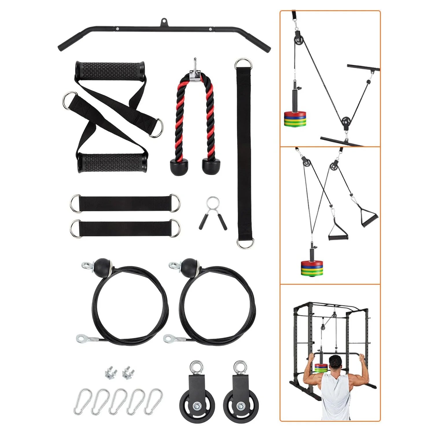 Home Gym Pulley System with Attachments