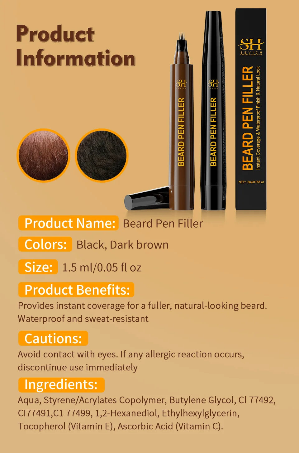 Waterproof Beard Filler Pen for Men