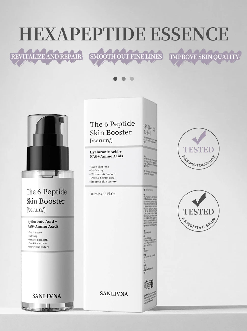 6 Peptide Essence Facial Skincare Set with Collagen