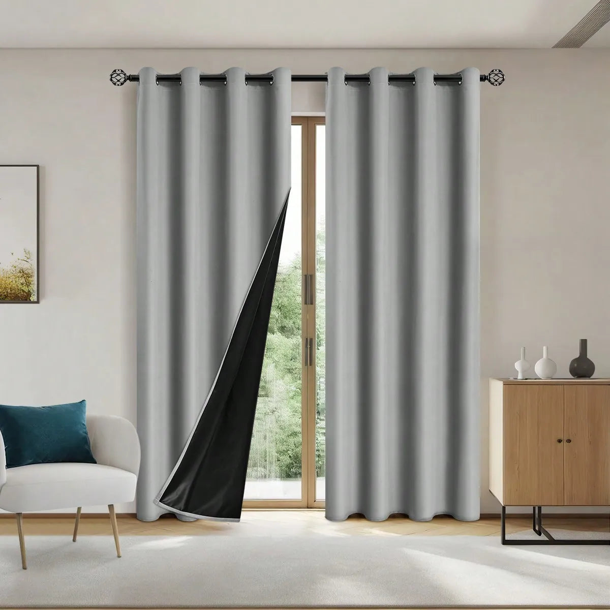 Solid Blackout Curtains with Grommets