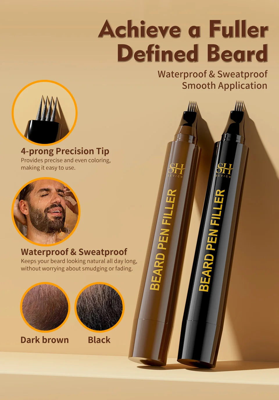 Waterproof Beard Filler Pen for Men