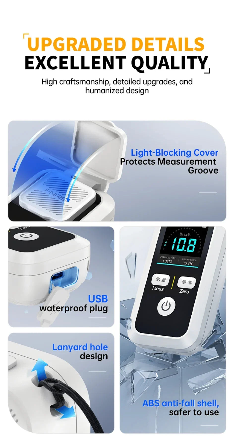 FNIRSI JBM-10/20 Intelligent Sugar Tester – High Precision Fruit Sweetness & Glucose Meter Tool