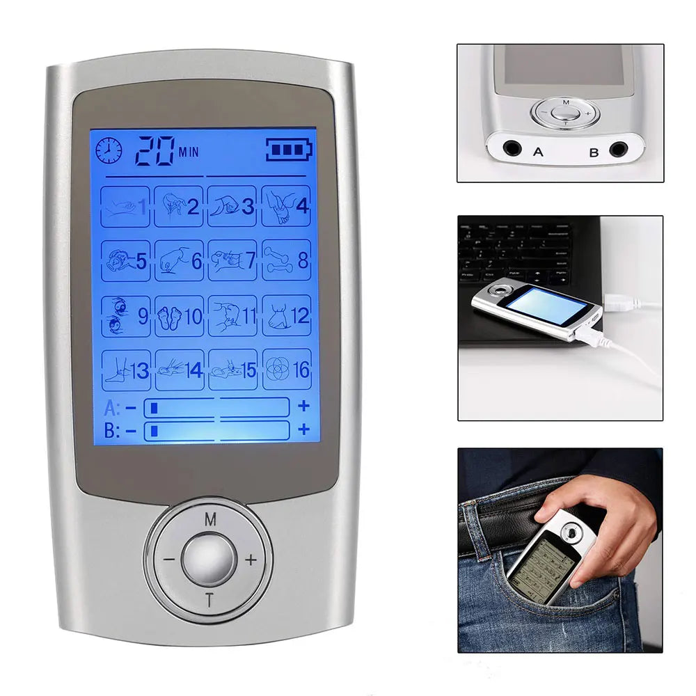 16-Mode Electric TENS Muscle Stimulator – EMS Acupuncture & Body Massager