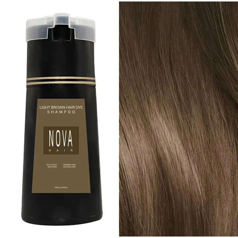 Nova 3-in-1 Hair Dyeing Shampoo – Natural Black , light brown, etc ,Hair Color & Care for Men and Women: