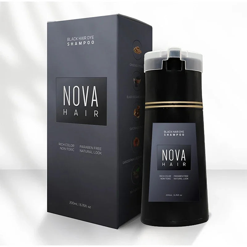 Nova 3-in-1 Hair Dyeing Shampoo – Natural Black , light brown, etc ,Hair Color & Care for Men and Women: