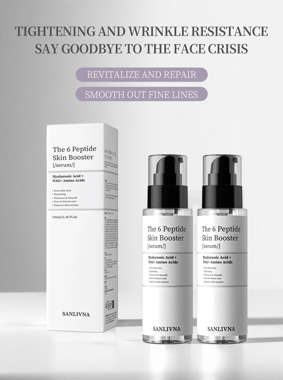 6 Peptide Essence Facial Skincare Set with Collagen