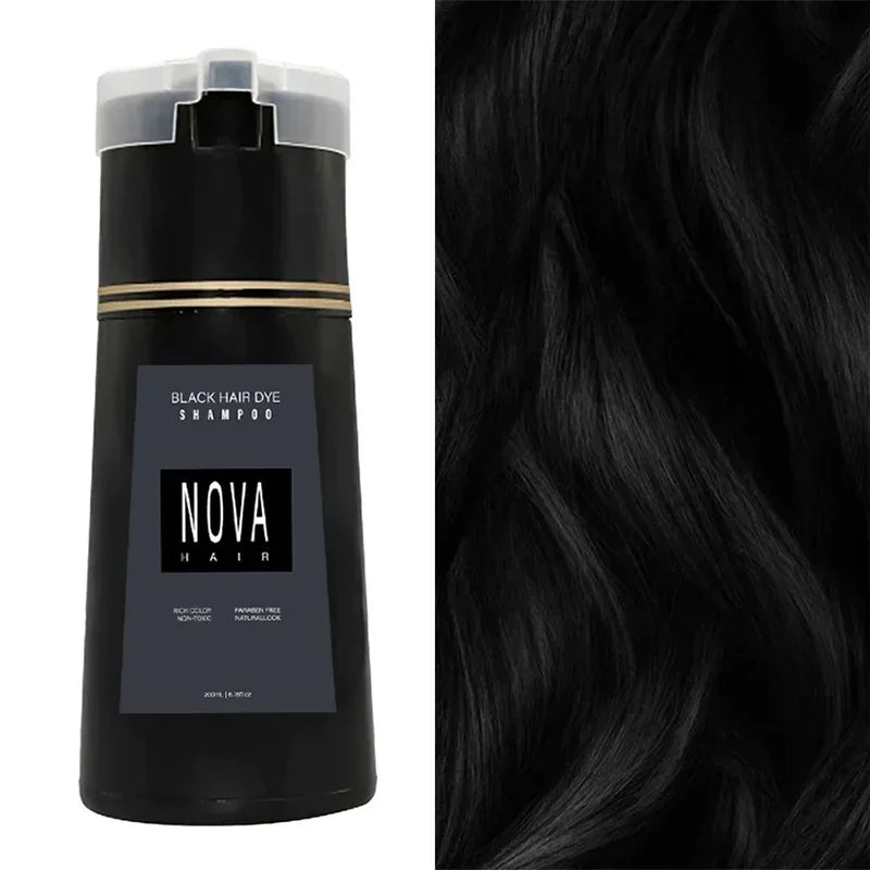 Nova 3-in-1 Hair Dyeing Shampoo – Natural Black , light brown, etc ,Hair Color & Care for Men and Women: