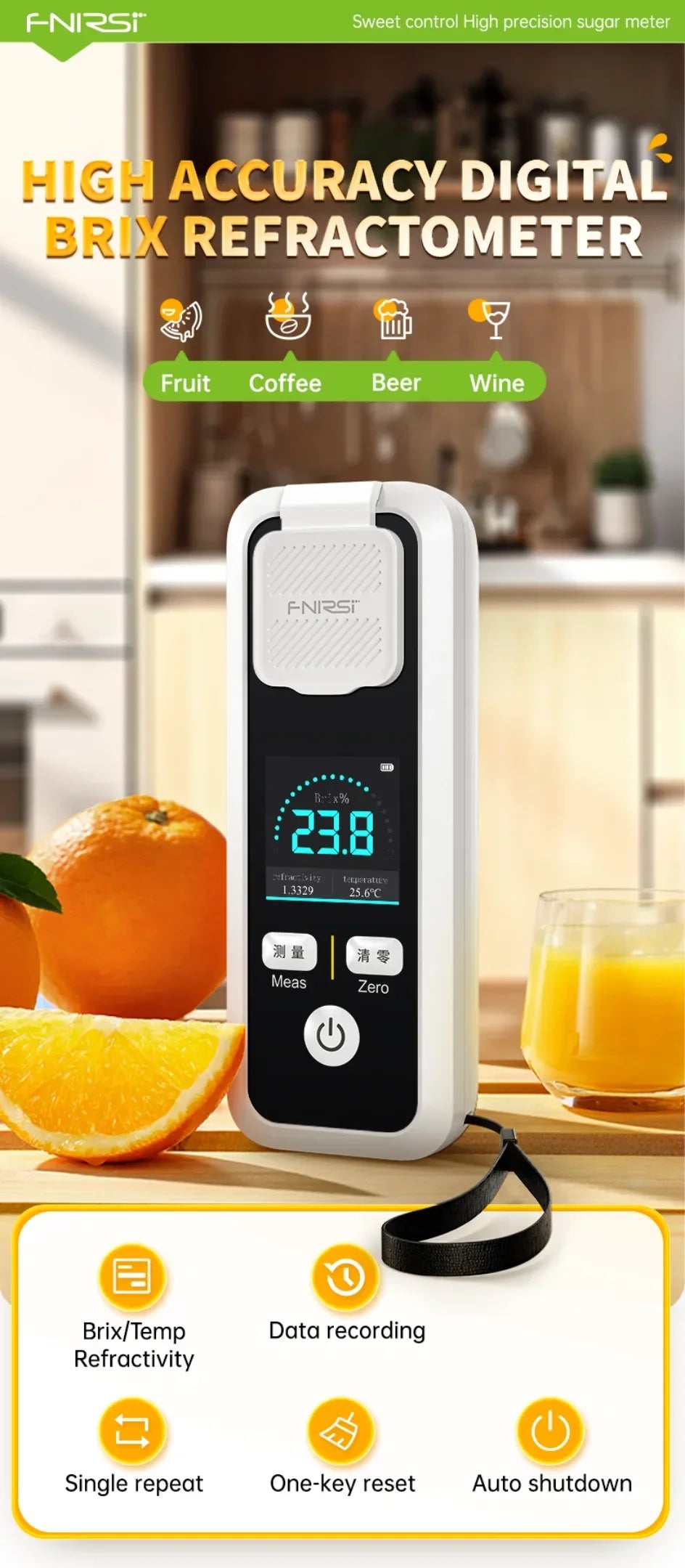 FNIRSI JBM-10/20 Intelligent Sugar Tester – High Precision Fruit Sweetness & Glucose Meter Tool