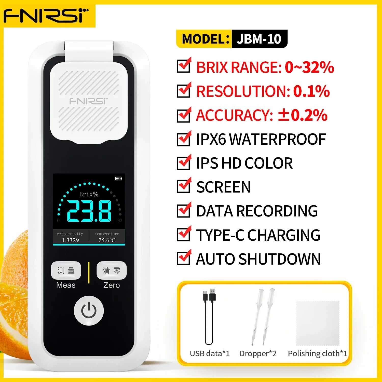 FNIRSI JBM-10/20 Intelligent Sugar Tester – High Precision Fruit Sweetness & Glucose Meter Tool
