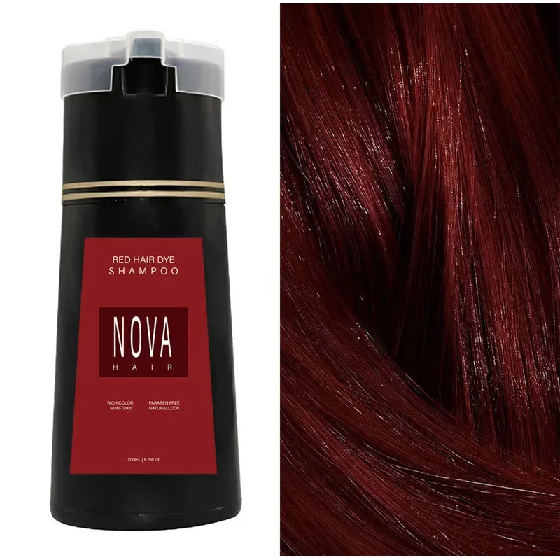 Nova 3-in-1 Hair Dyeing Shampoo – Natural Black , light brown, etc ,Hair Color & Care for Men and Women: